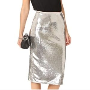 NWT Diane Von Furstenberg Silver Sequined Skirt